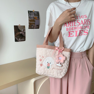 MEOWU Túi cầm tay mini chất xốp phong cách Hàn Quốc thêu hoạt hình dễ thương không kèm móc khoá hoa