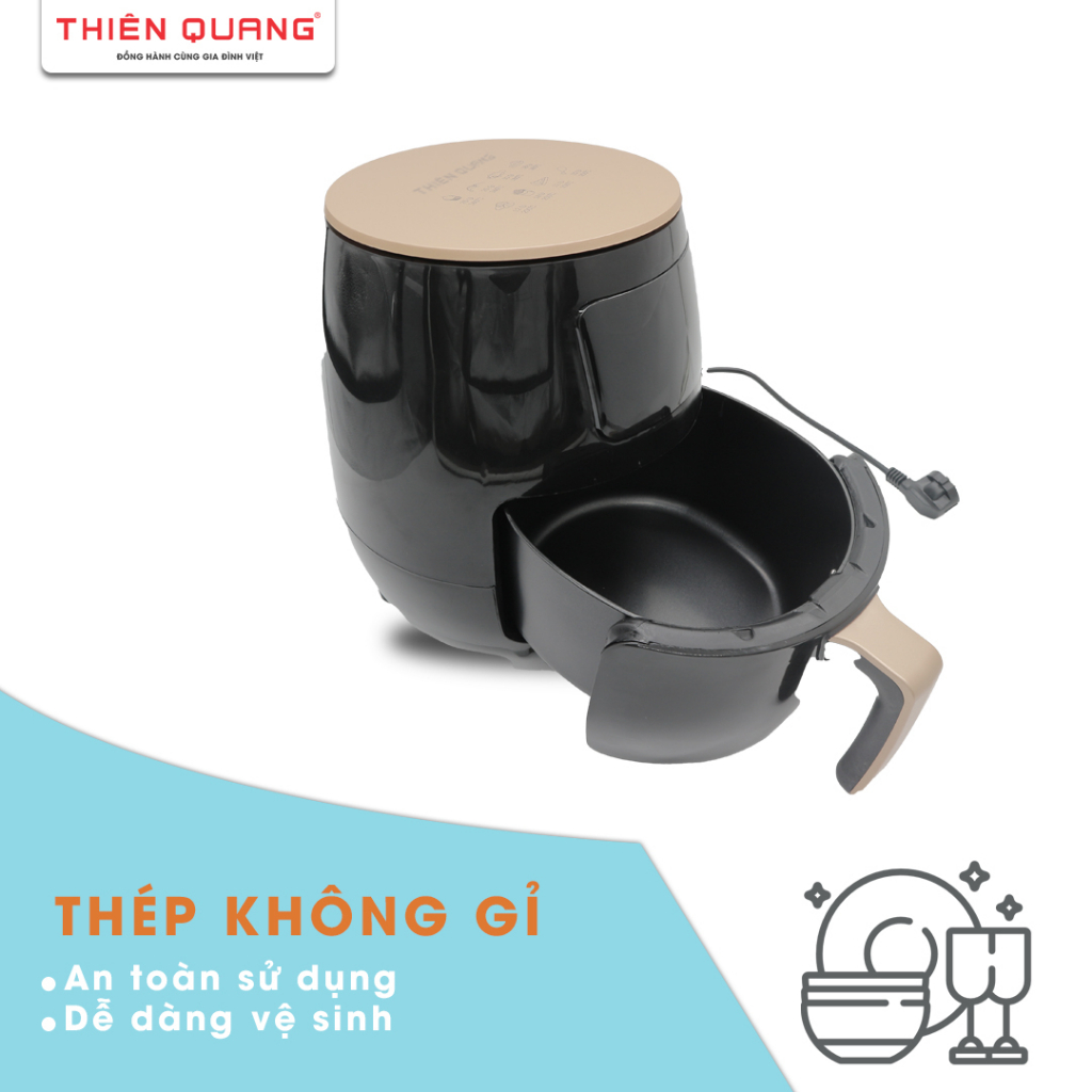 Nồi chiên không dầu Thiên Quang, màn hình điện cảm ứng, dung tích 4.5L, công suất lớn 1.500W