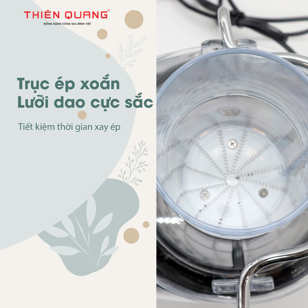 Máy ép trái cây Thiên Quang, công suất 400W, dung tích lớn 350 ml, xay ép 100% rau củ quả