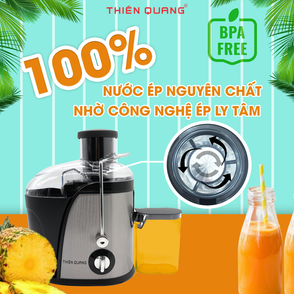 Máy ép trái cây Thiên Quang, công suất 400W, dung tích lớn 350 ml, xay ép 100% rau củ quả