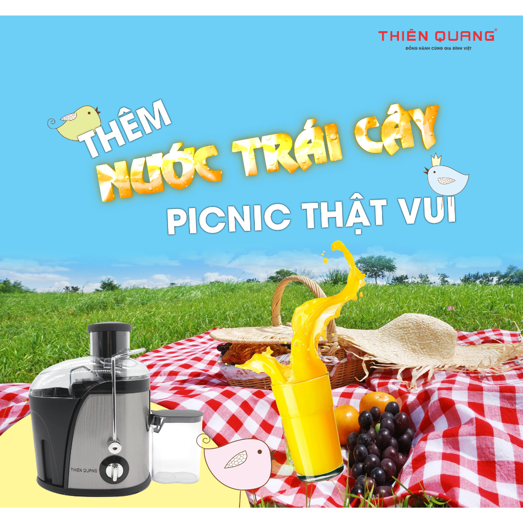 Máy ép trái cây Thiên Quang, công suất 400W, dung tích lớn 350 ml, xay ép 100% rau củ quả