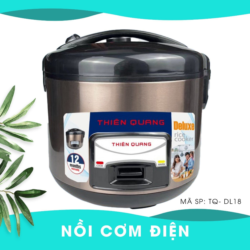 Nồi cơm điện cao cấp Thiên Quang, thiết kế hiện đại, dung tích 1.8L, công suất 700W