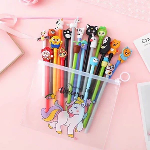 Túi bút gel nước hình thú cute, 20 cây mẫu ngẫu nhiên - phụ kiện học tập dễ thương.