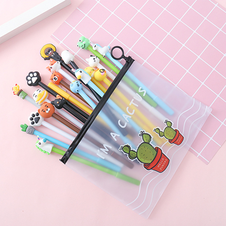 Túi bút gel nước hình thú cute, 20 cây mẫu ngẫu nhiên - phụ kiện học tập dễ thương.