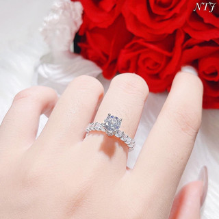 Nhẫn nữ bạc ta cao cổ đá chủ viền đá to LOPA