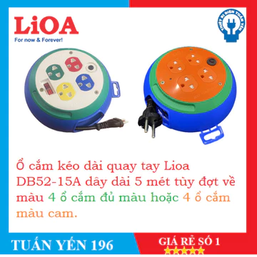 Ổ cắm kéo dài quay tay LiOA 3 ổ cắm, Ổ cắm kiểu đĩa bay dây dài 3m/5m/10m