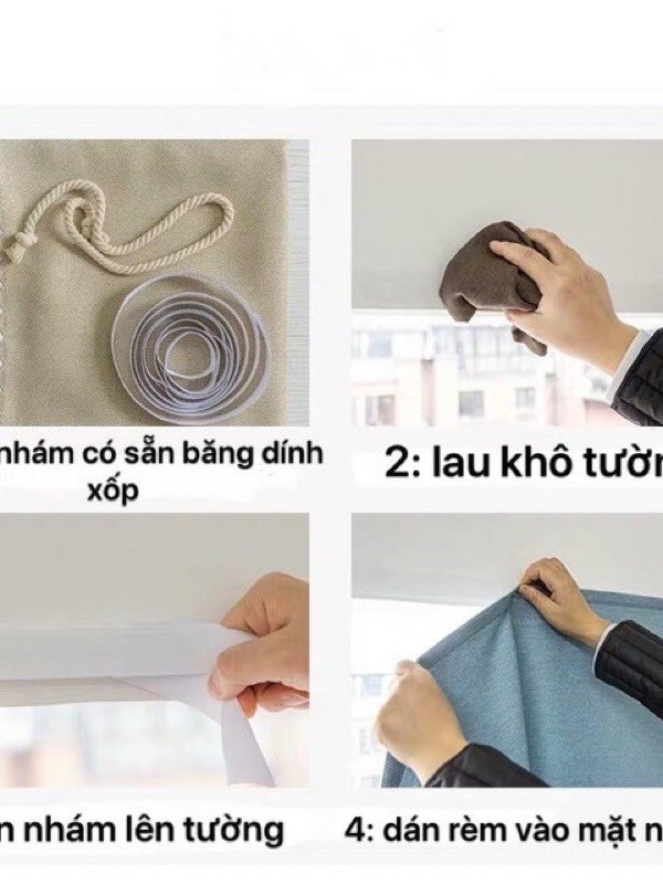 Ảnh Rèm cửa dán tường Levika hoạt tiết Caro thanh lịch 1