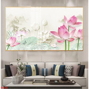 Tranh Tráng Gương Treo Tường Hoa Sen Trang Trí Phòng Ngủ, Phòng Khách, Quán Cafe OHA Decor
