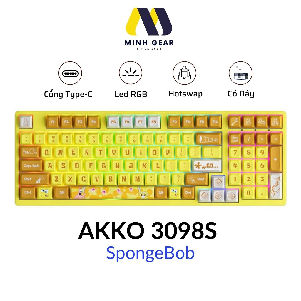 Bàn phím AKKO 3098S SpongeBob (RGB / PBT Dye-subbed / JDA profile ...