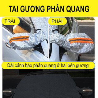 Tấm Che Nắng Kính Lái Ô Tô 4 Lớp Tráng Bạc Cao Cấp 9 Nam Châm, 4 Dây Đai, Tai Gương Phản Quang