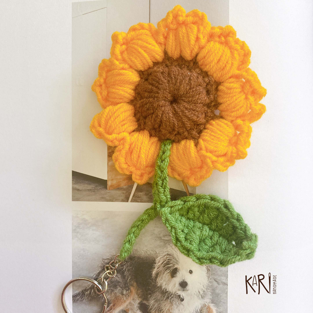 Móc khóa hoa hướng dương bằng len handmade thủ công Kari Handmade