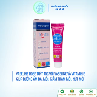 Vaseline Rose, Giúp dưỡng ẩm, Giảm nẻ mặt, Làm mềm da, Hỗ trợ giảm thâm môi, Giảm nứt môi, Làm dịu vết bỏng – Tuýp 10g