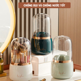 Hộp Đựng Cọ-Khay để Đồ Trang Điểm Cao Cấp, Xoay 360 Độ Tiện Lợi