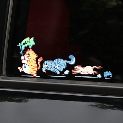 (1 SET 4 CON) Miếng dán xe Sticker chống nước hình mèo vui nhộn dán ...