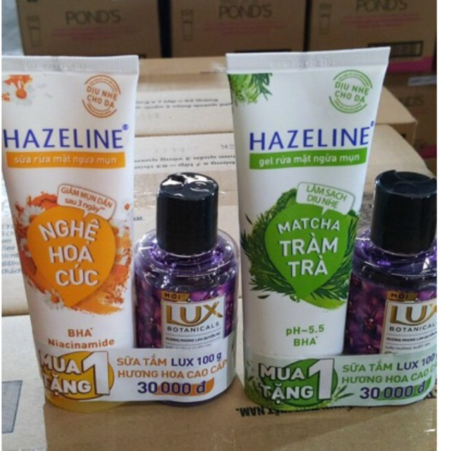 Sửa / gel rửa mặt Hazeline 100gr tặng