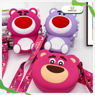 Túi đeo chéo mini, túi đeo chéo gấu dâu, túi silicon hình dáng gấu dâu Lotso dễ thương cute hottrend