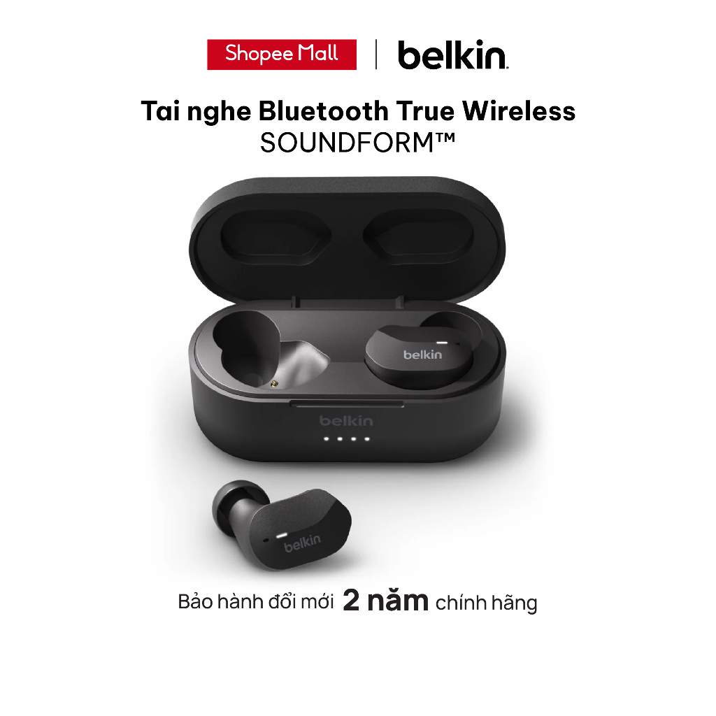 Tai nghe True Wireless SOUNDFORM™ Belkin Đen - Hàng Chính hãng - Bảo Hành 2 năm đổi mới - AUC001bt