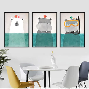 Bộ 3 Tranh Treo Tường Động Vật Ngộ Nghĩnh Dễ Thương Trang Trí Phòng Ngủ, Quán Cafe Xưởng Giá Rẻ