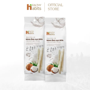 1 Bánh Ống Gạo Dừa HEALTHY habits 30g - dừa nguyên chất – phù hợp ăn kiêng, giảm cân, ăn dặm, đạt chuẩn ATVSTP