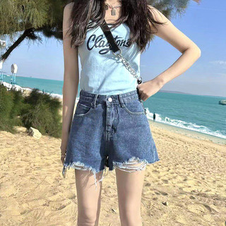 ( XẢ HÀNG ) Quần Short Sọ ngắn Jeans Bò rách Nữ Cạp Cao Ống Rộng Avo Avocado cạp 1 cúc và 2 cúc