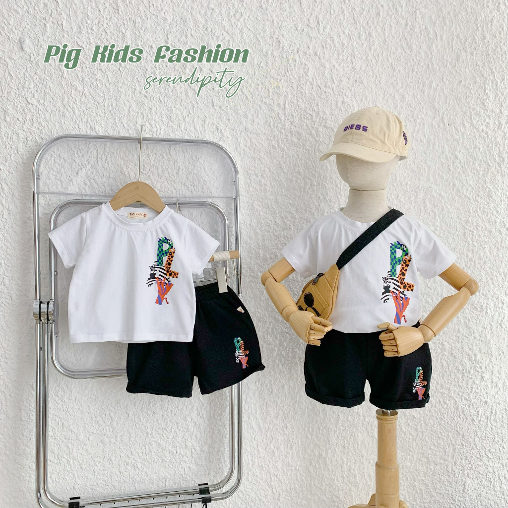 Bộ cotton hàng cộc tay bé trai, bộ thun cotton cộc tay hàng đẹp bé trai hoạ tiết cá tính