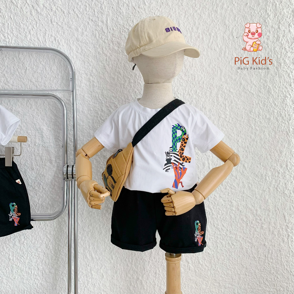 Bộ cotton hàng cộc tay bé trai, bộ thun cotton cộc tay hàng đẹp bé trai hoạ tiết cá tính