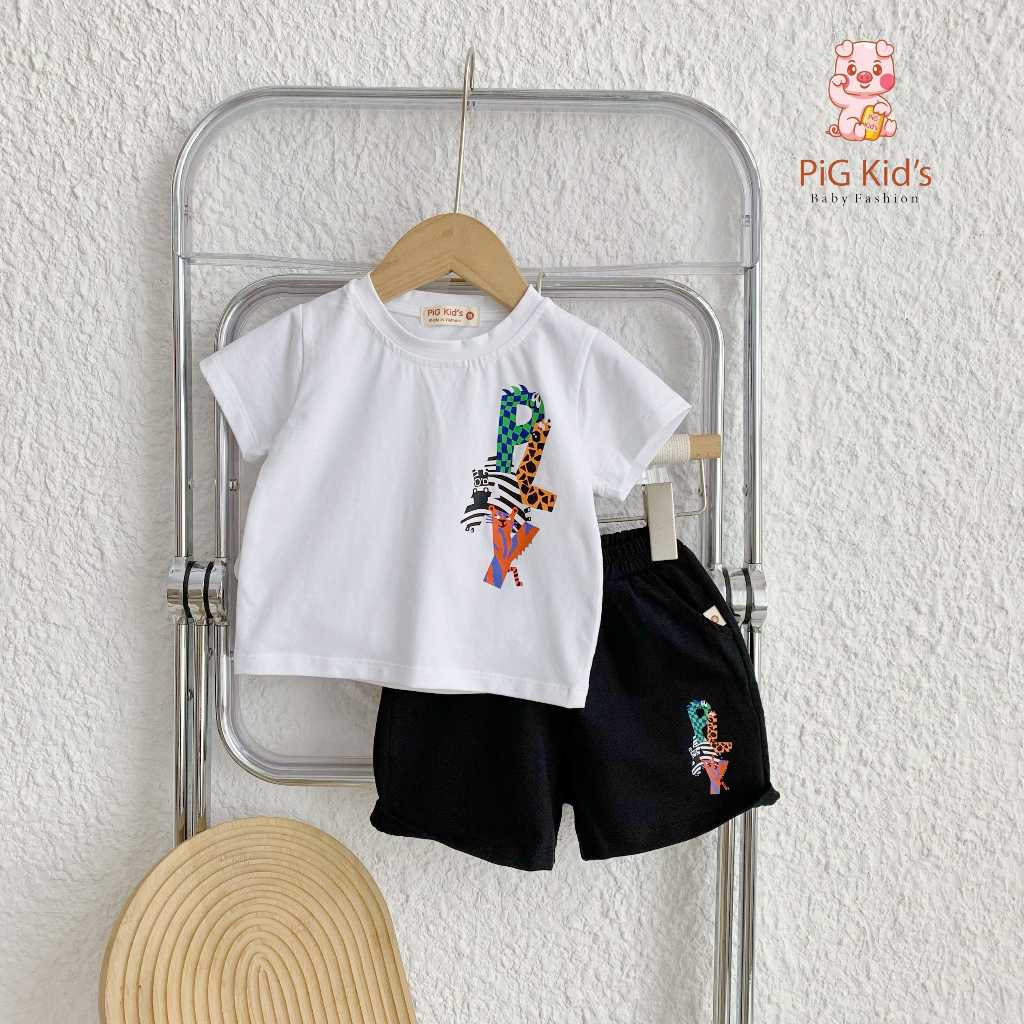 Bộ cotton hàng cộc tay bé trai, bộ thun cotton cộc tay hàng đẹp bé trai hoạ tiết cá tính