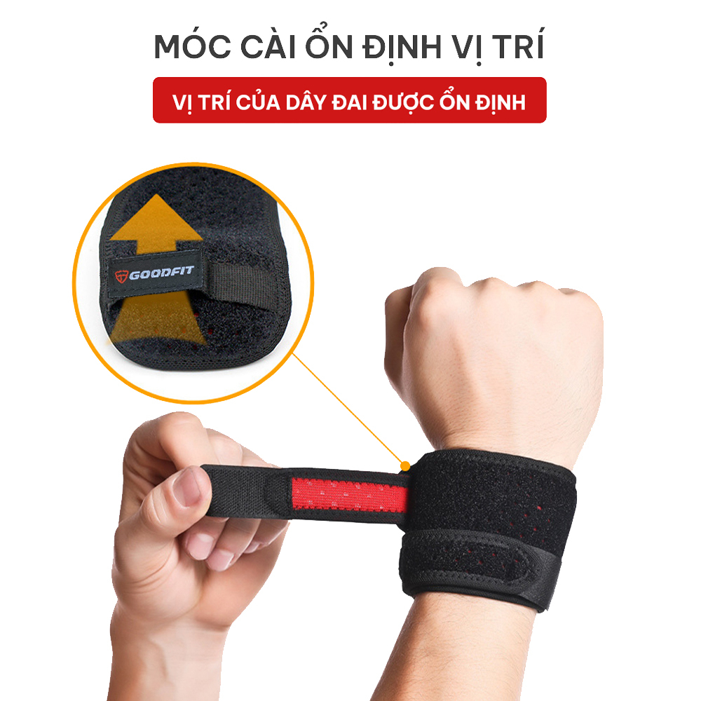 Băng cổ tay thể thao GoodFit GF309W hỗ trợ nâng tạ, chơi bóng chuyển, người bị đau khớp cổ tay