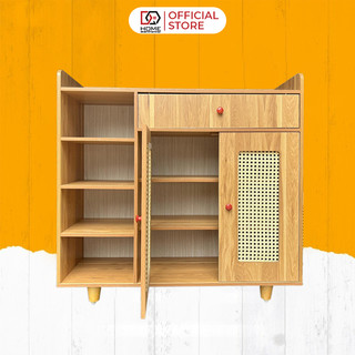Tủ giày thông minh, Tủ để giày dép đa năng tiện ích, chất liệu gỗ MDF có cánh kích thước 90x90x30 Hãng DQ HOME