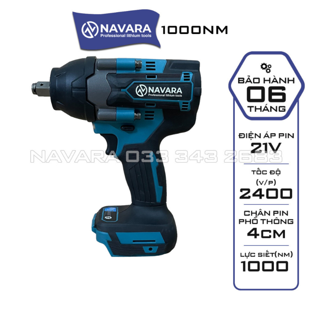 Thân máy siết bulong NAVARA 1000Nm động cơ không chổi than bền bỉ và mạnh mẽ