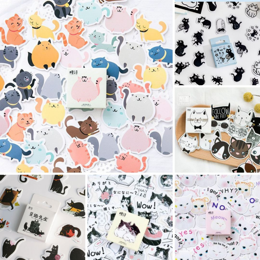 Tổng hợp Sticker Hình mèo , Động Vật - Hộp 45 Miếng | Shopee Việt Nam