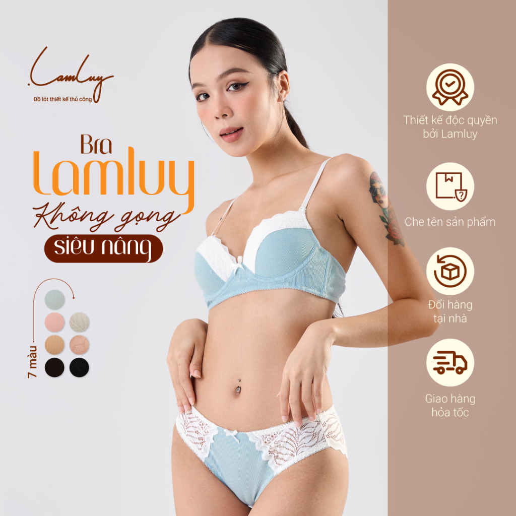 Áo ngực không gọng Lamluy bra nâng ngực tốt mút dày 1.5cm-2.5cm