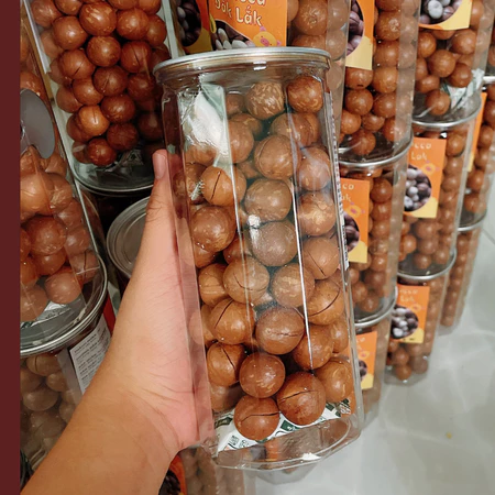 Hạt Macca Đắk Lắk nứt vỏ loại 1, Hạt Dinh dưỡng ATVSTP, lon pet 500g MamiFood
