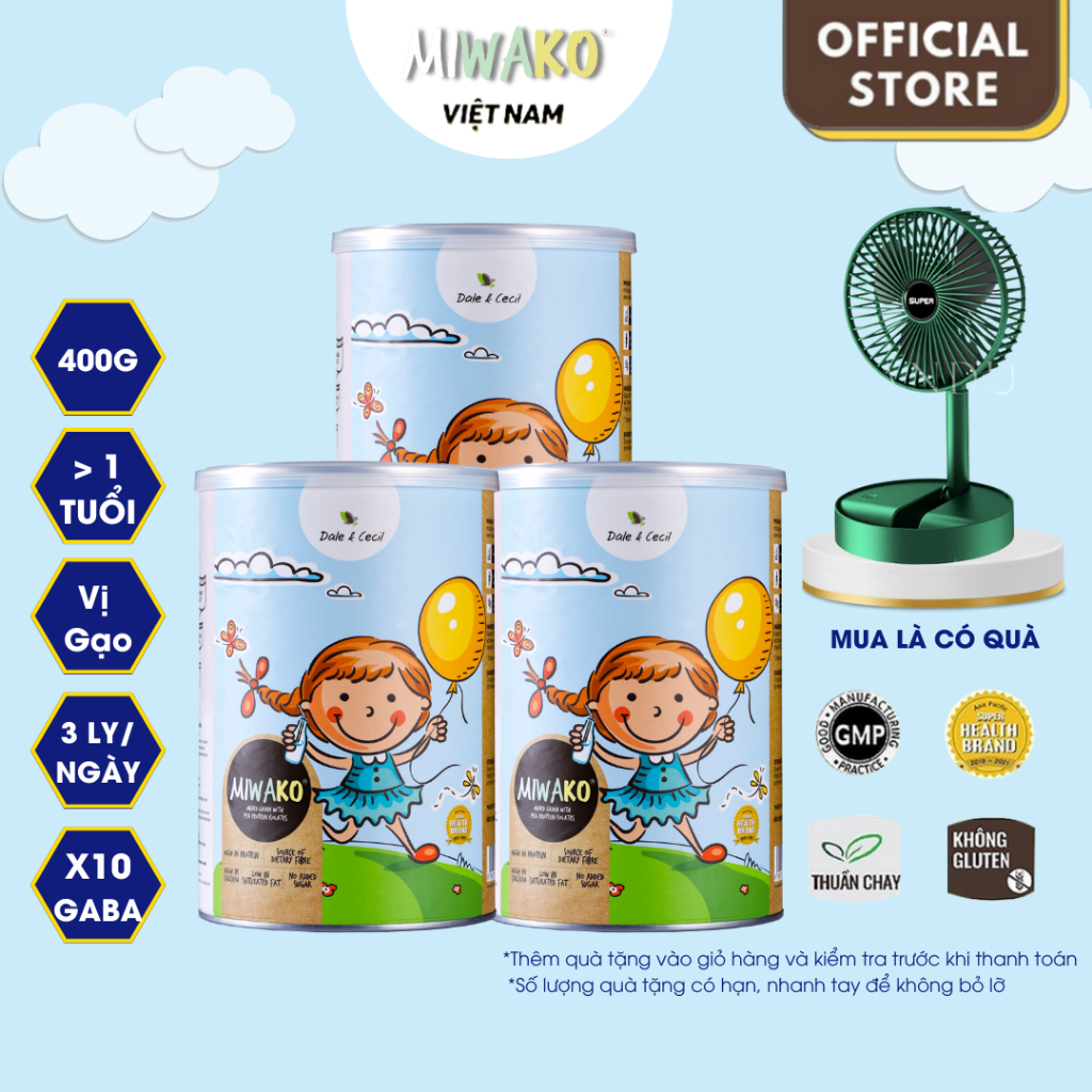 Sữa Hạt Miwako Vị Gạo 400g x 3 Hộp (1.2kg) - Miwako Official Store