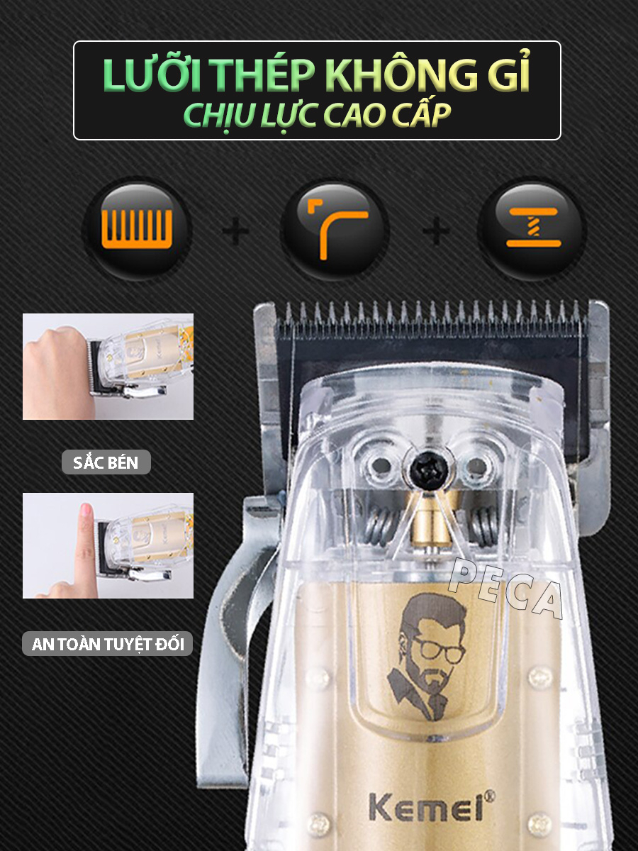 Ảnh Tông đơ cắt tóc chuyên nghiệp Kemei KM-NG203 sạc nhanh USB công suất mạnh có thể dùng cạo tóc/ fade tóc- Hàng chính hãng 3