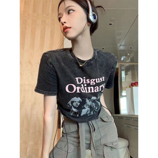 Áo thun croptop babytee nữ dây rút eo cotton màu đen L66 [A105]