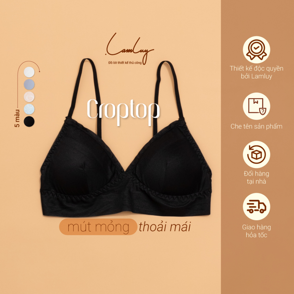 Áo lót mút mỏng croptop thun mềm mịn Lamluy