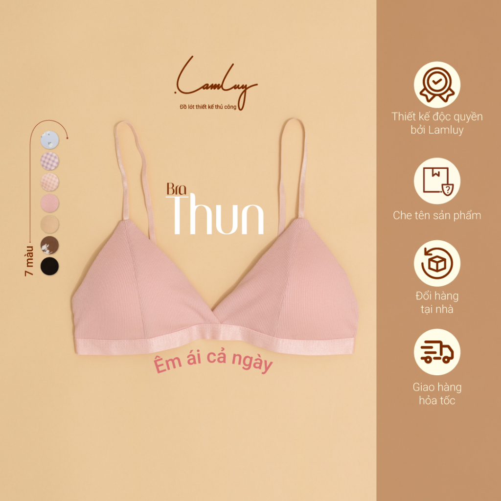 Áo ngực không gọng mút mỏng bra thun mềm mịn Lamluy