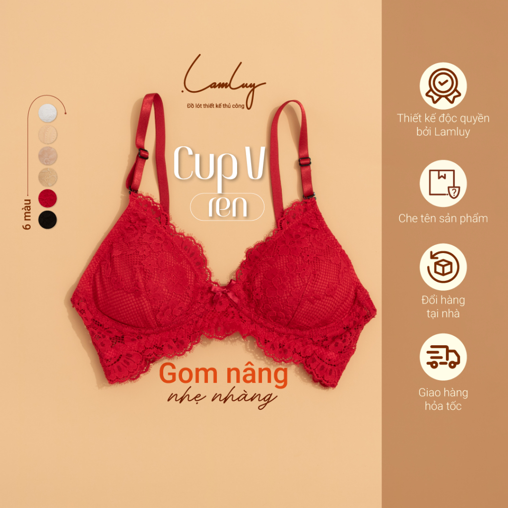 Áo lót mút mỏng cup V gom ngực nhẹ Lamluy