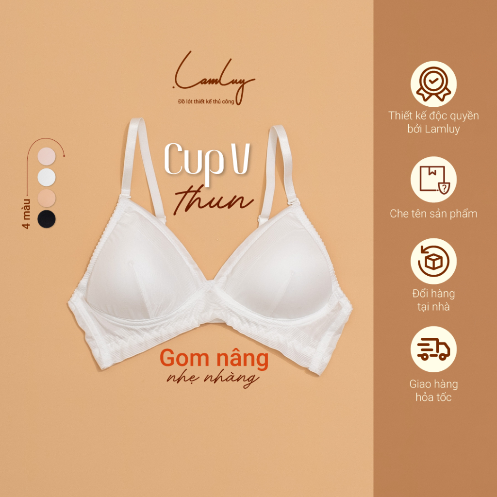 Áo ngực mút mỏng cup V vải thun mềm mịn Lamluy
