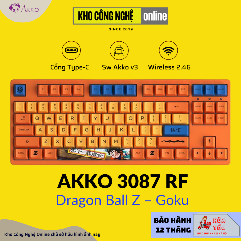 Bàn phím cơ AKKO 3087 RF Dragon Ball Z Goku (Dual-mode / AKKO sw v3 ...