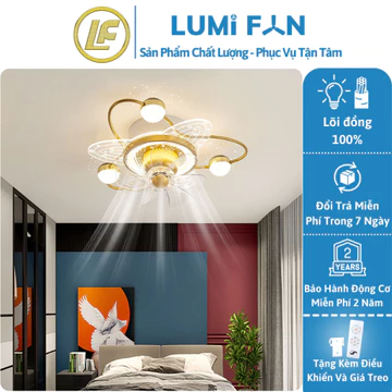 Quạt Ốp Đèn Trần Trang Trí LumiFan, Sải Cánh 50cm, Quạt Trần Đèn Decor, Quạt Trần Trang Trí
