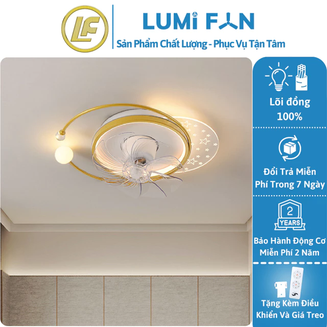 Quạt Ốp Đèn Trần Trang Trí LumiFan, Sải Cánh 50cm, Quạt Trần Đèn Decor, Quạt Trần Trang Trí, Bảo Hành 24 Tháng, Mã Z615