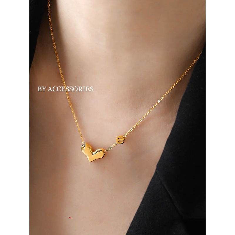 Dây chuyền nữ titan trái tim 3D heart nhỏ xinh cá tính không gỉ có màu trắng WN2334