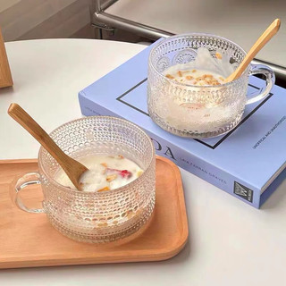 Cốc thuỷ tinh 450ml có quai ăn ngũ cốc trang trí hoạ tiết hoa mặt trời 450ml