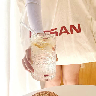 Cốc Trụ thủy tinh viền vàng |   Ly thủy tinh cao cấp Chịu Nhiệt họa tiết chấm bi nổi Dubai