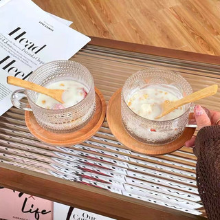 Cốc thuỷ tinh 450ml có quai ăn ngũ cốc trang trí hoạ tiết hoa mặt trời 450ml