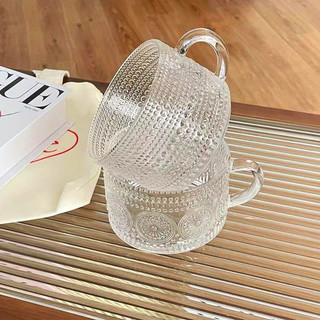 Cốc thuỷ tinh 450ml có quai ăn ngũ cốc trang trí hoạ tiết hoa mặt trời 450ml