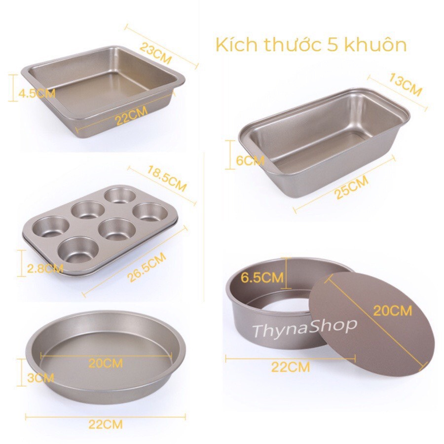 Sét 5 Khuôn làm bánh  cao cấp nhiều kích cỡ - Khuôn làm bánh