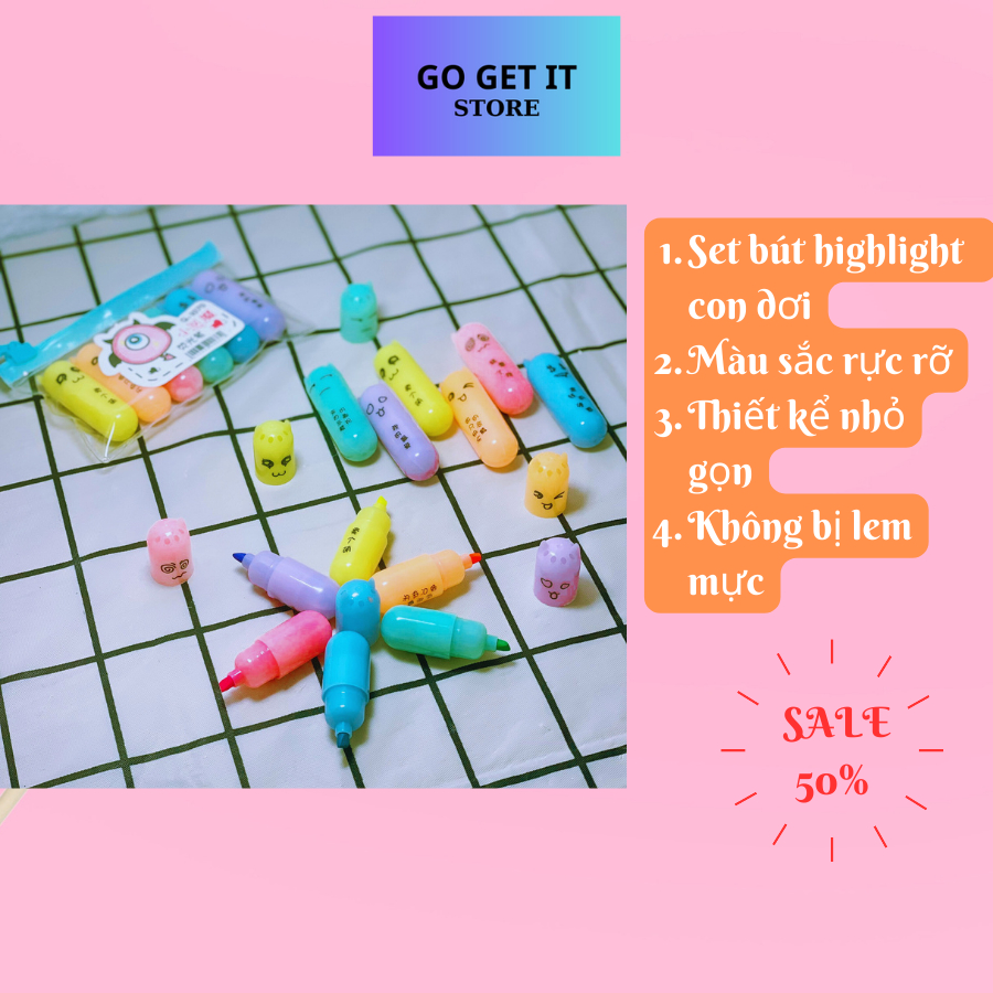 Combo ,Set bút highlight/ bút dạ quang/bút nhớ dòng hình con dơi tone ...